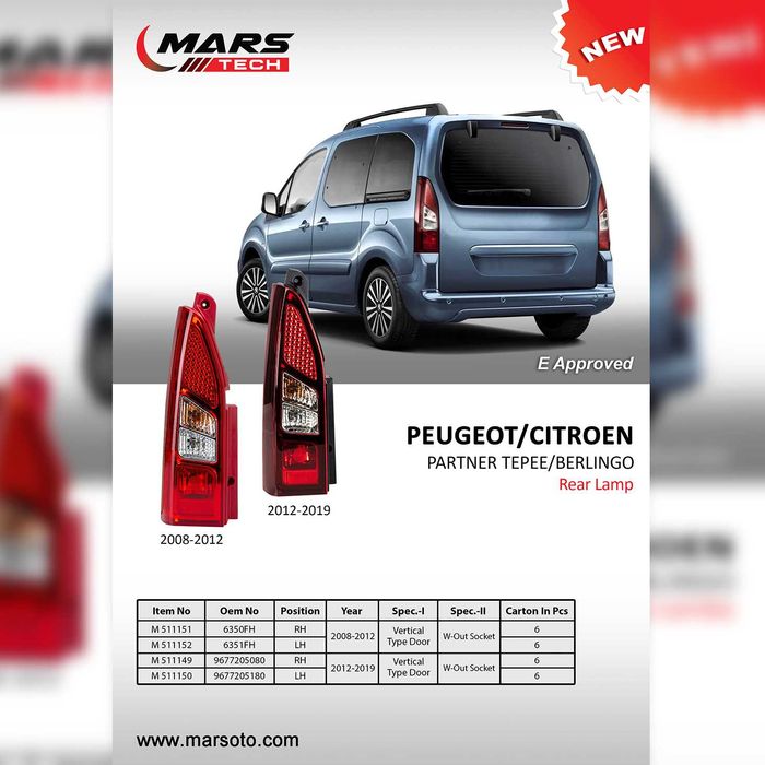 Стопове Стоп за Пежо Партнер Тепе / Ситроен Берлинго 2012 - 2019