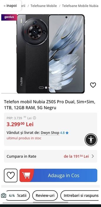 Vand /Schimb Zte nubia 50s Pro 5G, impecabil,12gb/1 tb , la cutie !