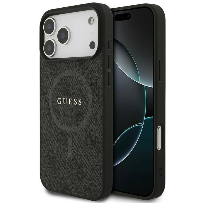 Guess 4g ring classic logo magsafe case for iphone 17 pro max black