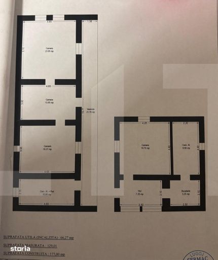 Casa spatioasa, 177 mp construiti, teren 3400 mp, 5 camere, cazan pe l