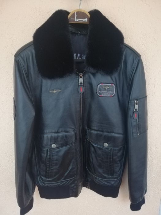 Geaca piele bărbati Aeronautica Militare Aviator S