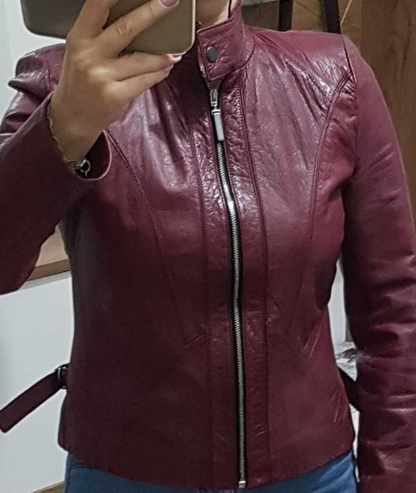 Якета от естествена кожа и пухче.