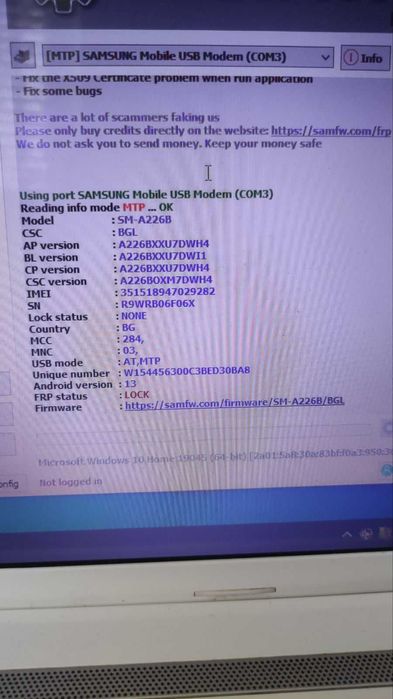 Samsung A22 5g за части/работеща платкa