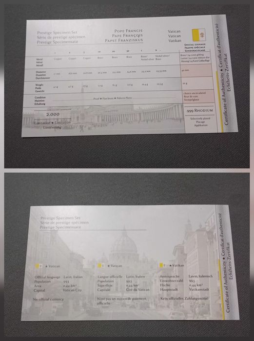 Престижен евро сет монети-Ватикана