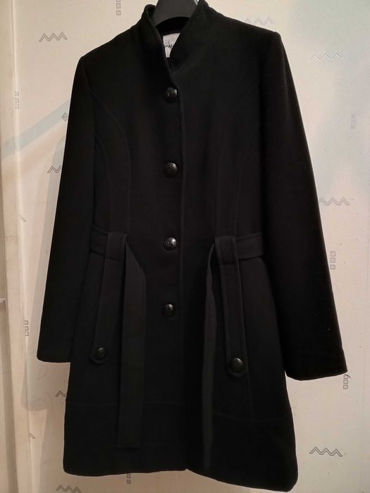 Пальто женское черное утепленное кашемировое