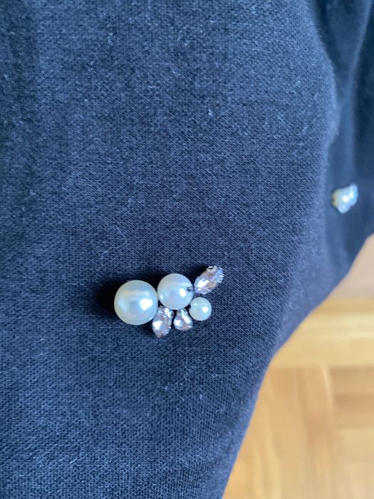 Дамска блуза Massimo dutti размер С размер S черно /синьо перли камъни