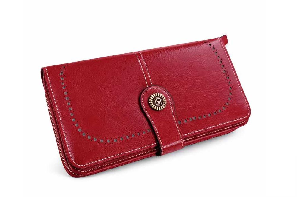 Portofel damă roșu cu protecție RFID – eleganță clasică și siguranță modernă