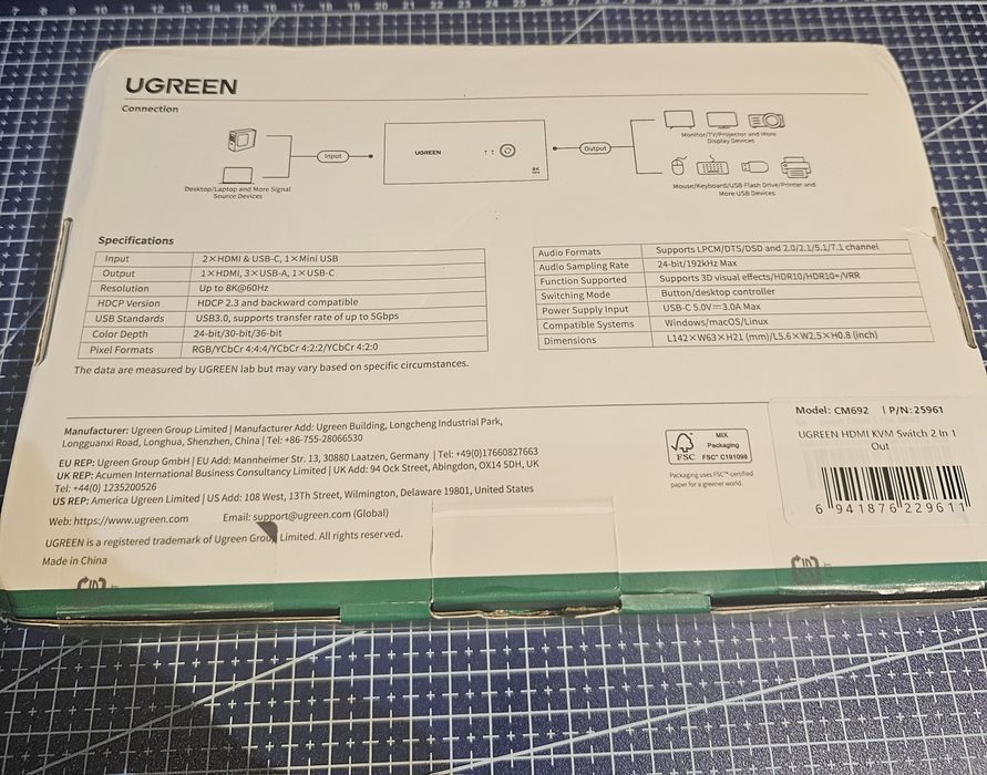 KVM Ugreen 8k 1 monitor - 2 PC