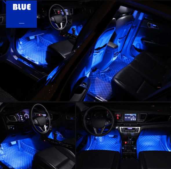Kit 4 benzi LED22cm,lumina ambientala interior auto RGB cu telecomanda