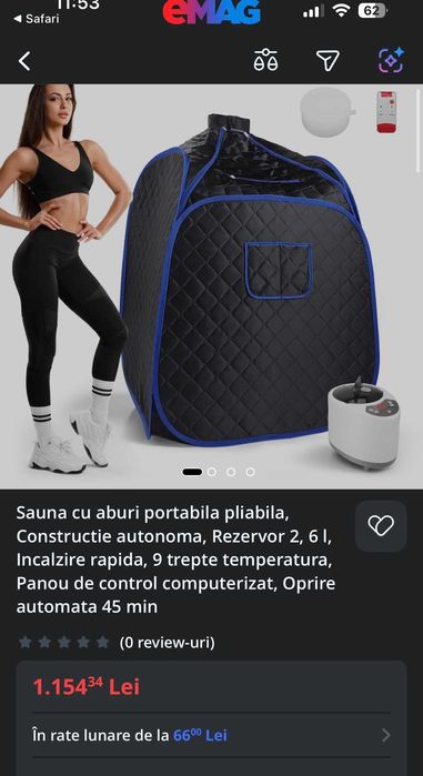 Sauna portabila cu aburi, pliabila, folosita o singura data