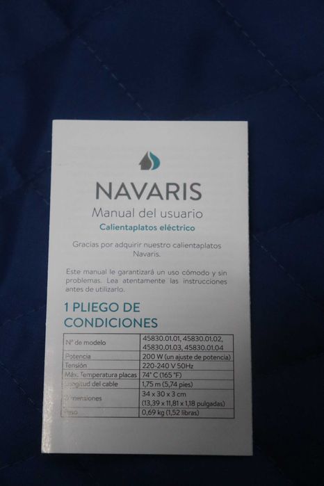 Електрически нагревател за чинии Navaris, до 165 градуса за 10 минути