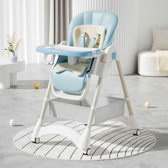 Scaun de masa reglabil Little Mom cu roti si cos pentru accesorii Blue