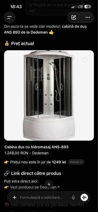 Cabina de dus noua doar desfacuta.