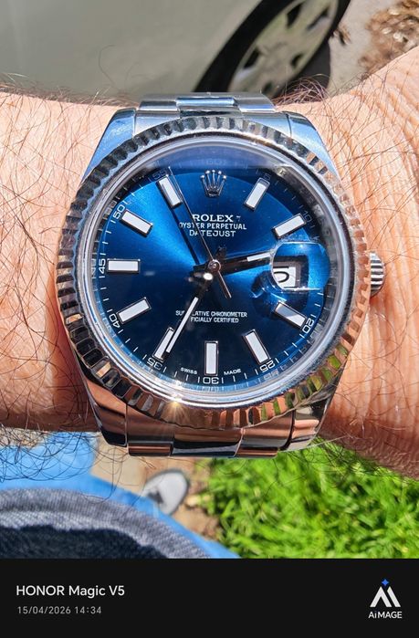 Rolex Datejust 41 mm fluted bezel aur alb 18 k cal 3136 oyster bracelet
