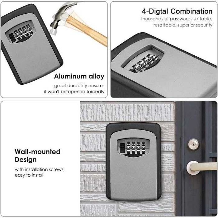 Cutie Metalica pentru Chei cu 4 Cifre Rezistenta la Intemperii Montaj