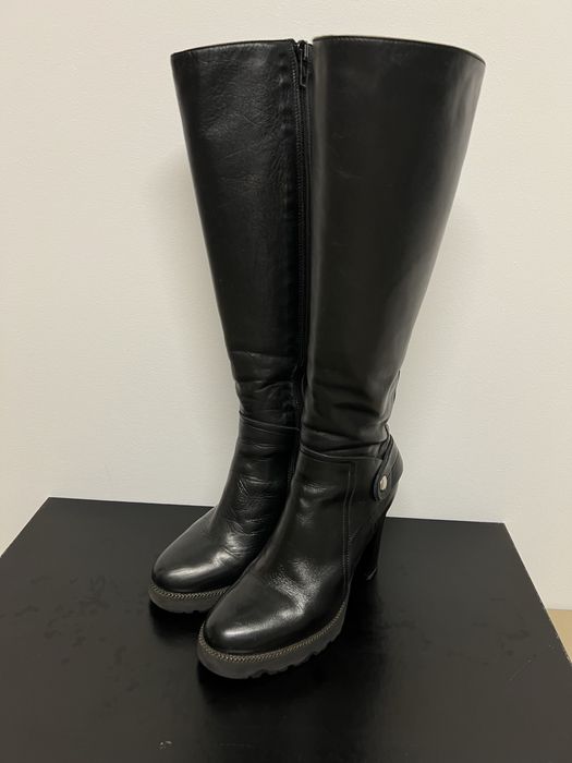 Cizme lungi, din piele, negre, Enzo Bertini