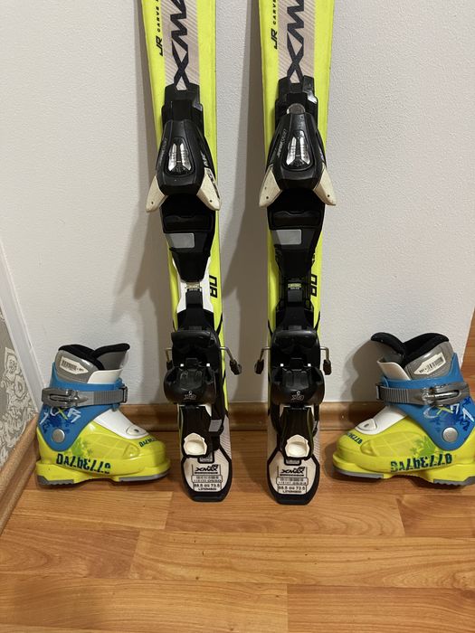 Schiuri copii 80 cm salomon cu clapari set skiuri