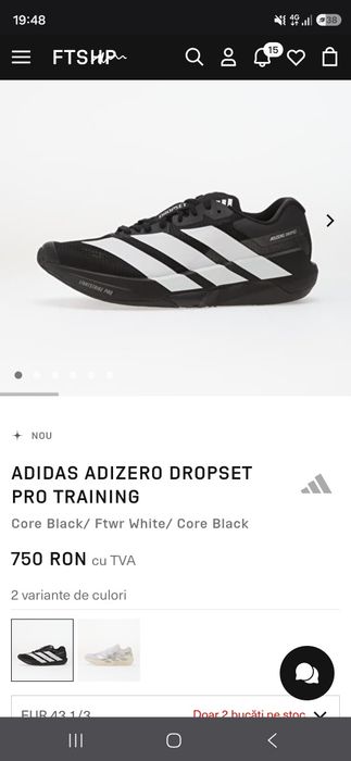 Adidas Adizero Dropset Pro Training,marime 45 1/3 (29 cm),full Lightstrike Pro,Lighttraxion,Continental,Energy rods