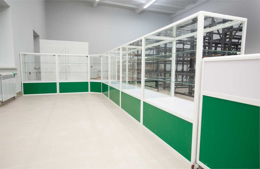 Oynaly prilavkalar, Акция,  savdo uskunalari vitrinalar stellajlar