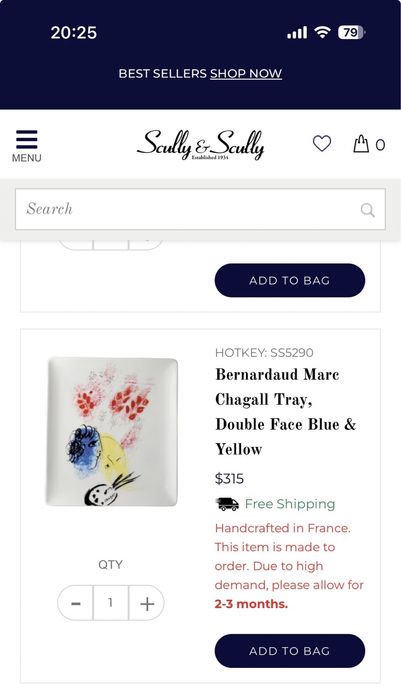 Плато от Bernardaud / Marc Chagall