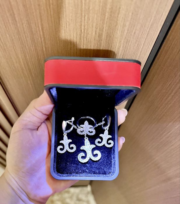 Серебряный набор, серебро, серьги