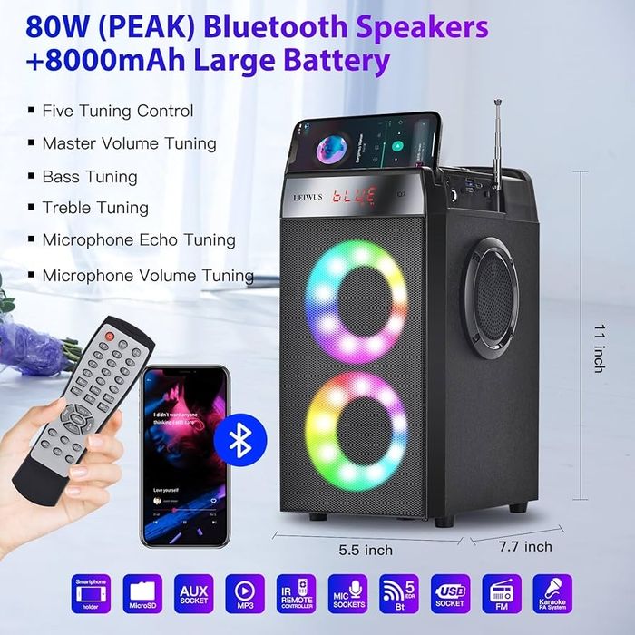 LEIWUS Q7 60W Bluetooth високоговорител