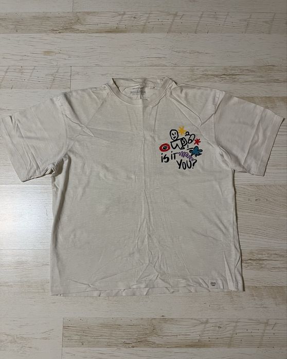 tricou alb relaxed fit pull&bear