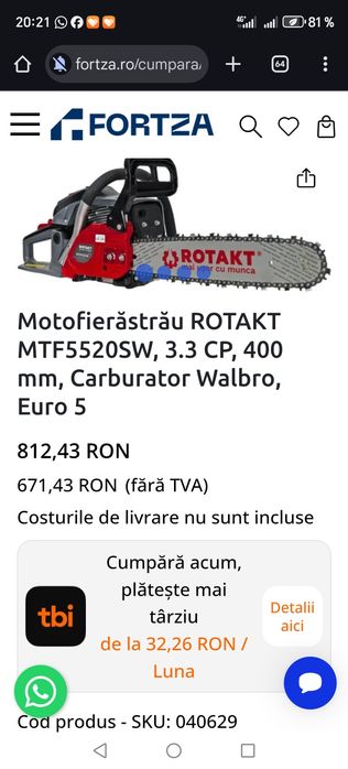 Drujba Rotakt 3.3 cp.greutate 5.2 kg noua cu garantie