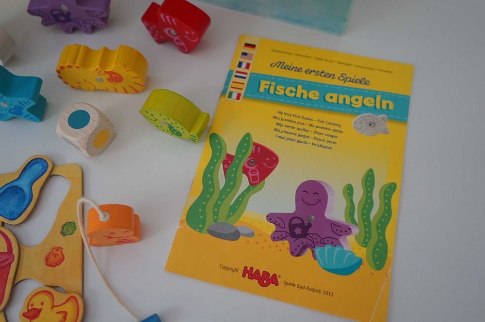 Дървена игра риболов HABA, Германия; мемори карти/сортиране Икеа 2 бр.