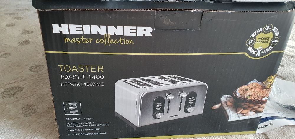 Vând prăjitor de pâine HEINNER HTP-BK1400XMC/ 4 Felii