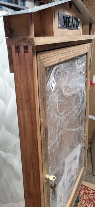 Светеща информационна Витрина/табела Рустик 4 x DIN A4 Махагон