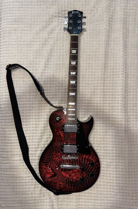 Електрическа китара Jackville Les Paul Style – Custom Snake Design + колан и калъф