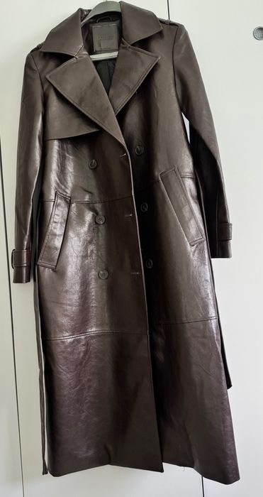 Кожен шлифер шоколад