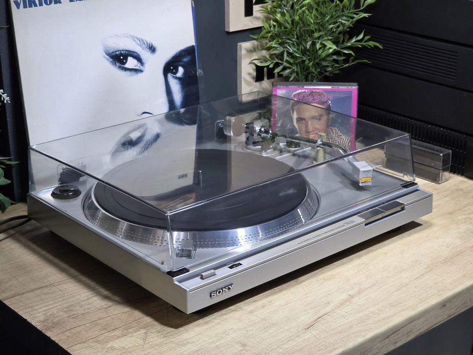 Pickup SONY PS-242, direct drive,  stereo hifi argintiu, stroboscop,  pitch control