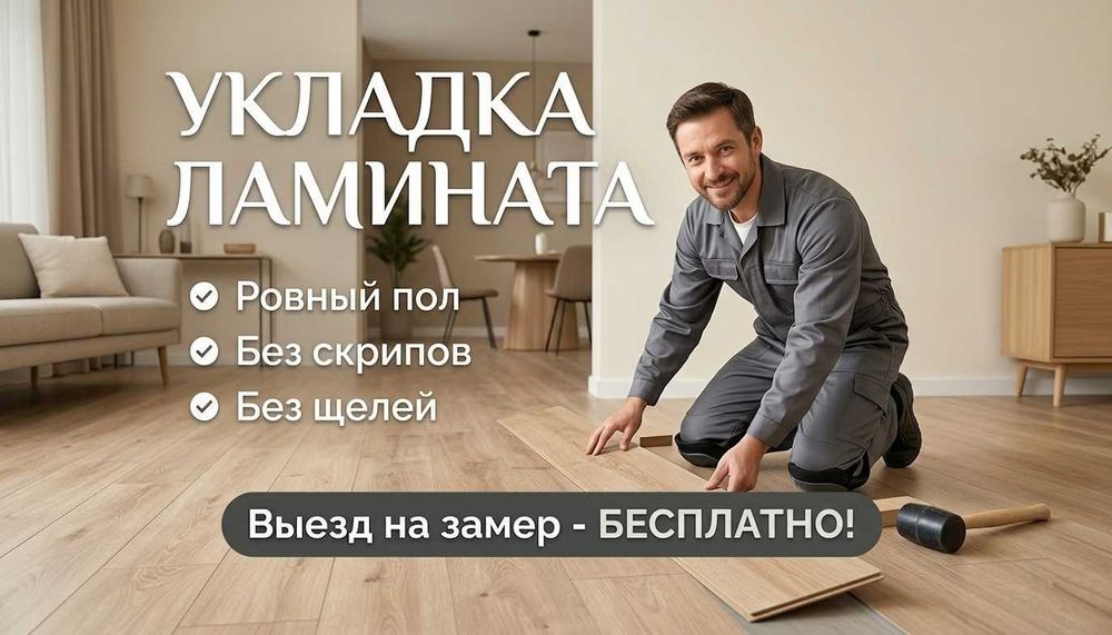 Укладка ламината Алматы. Ровный пол без скрипов и щелей. Опыт 12 лет