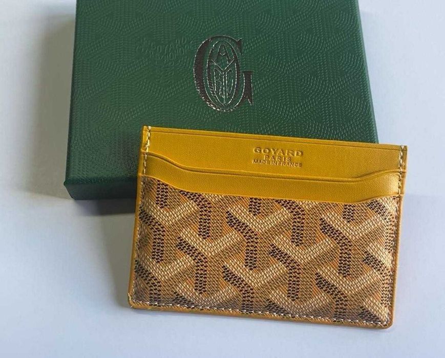 Portofel Goyard Cardholder Galben, din Piele Texturată