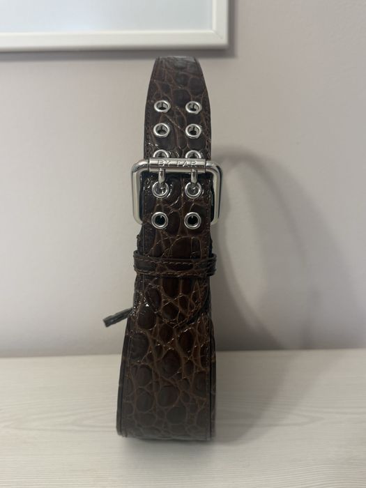 BY FAR mini Soho crocodile-embossed bag