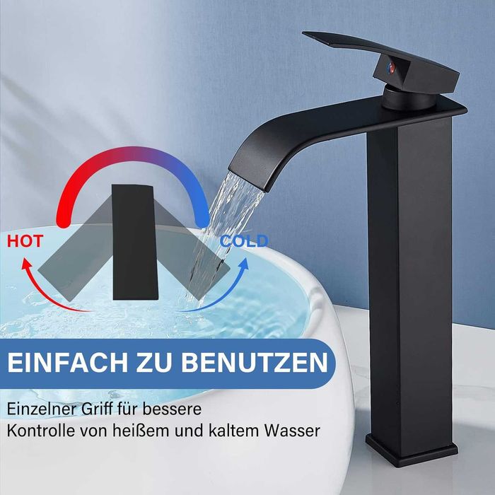 Robinet de baie cu cascadă neagră