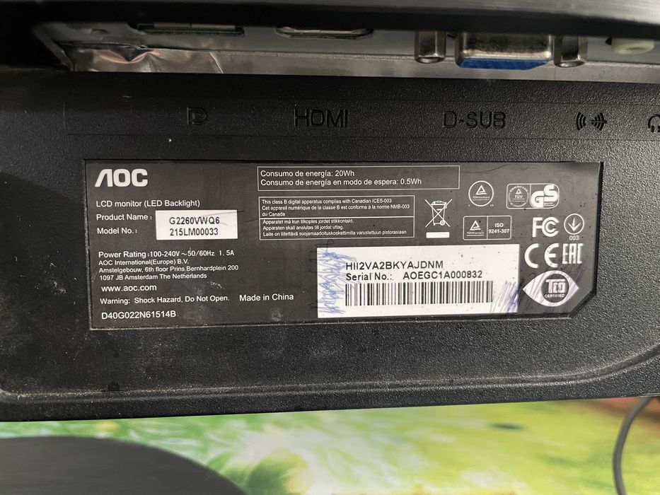 Монитор AOC, 1мс, HDMI, FullHD