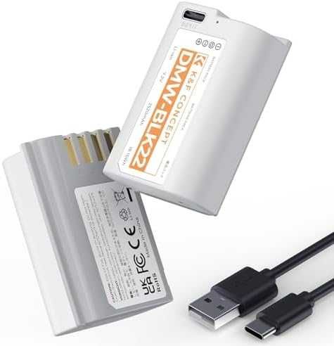 Нови DMW-BLK22 2 броя батерии USB-C 2520mAh Panasonic Lumix фотоапарат
