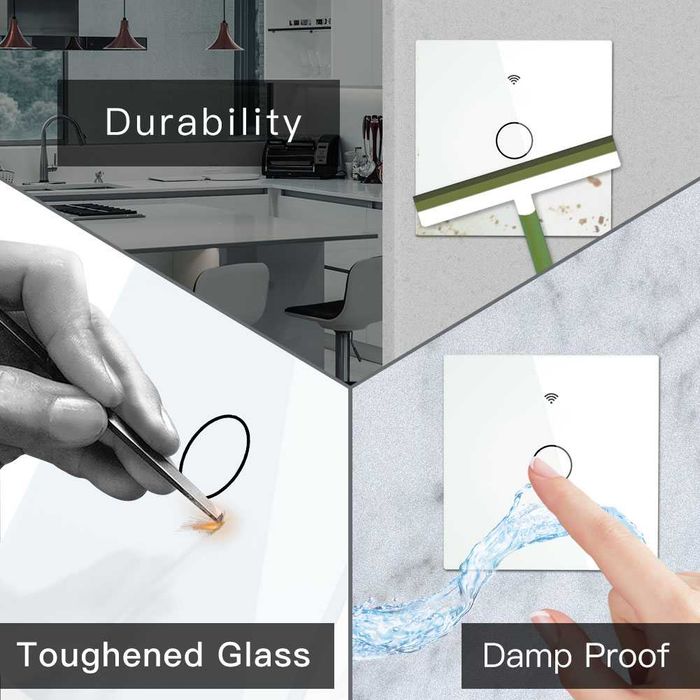 Intrerupator WiFi+BLE TUYA pano sticla cu/fara nul cap scara