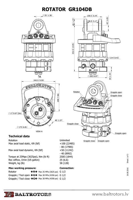 Rotator pentru graifer GR 104 DB