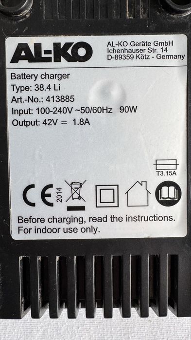 Incarcator si baterie Al-Ko 36 volti pentru masina de tuns iarba