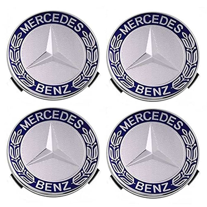 капачки за джанти за мерцедес Mercedes classic 75мм сиви син 4 броя