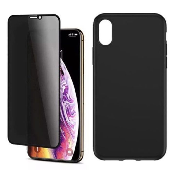Husa Silicon + Folie Sticla Curbata 6D Privacy Iphone X XR XS MAX