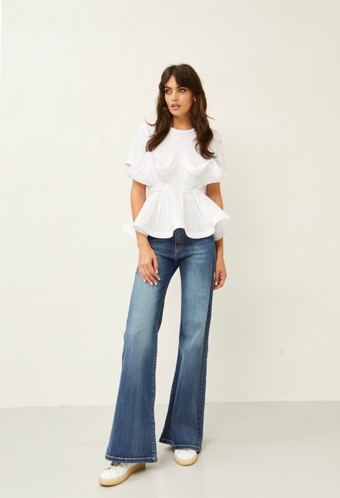 Уникална дамска тениска/топ  в бяло и черно