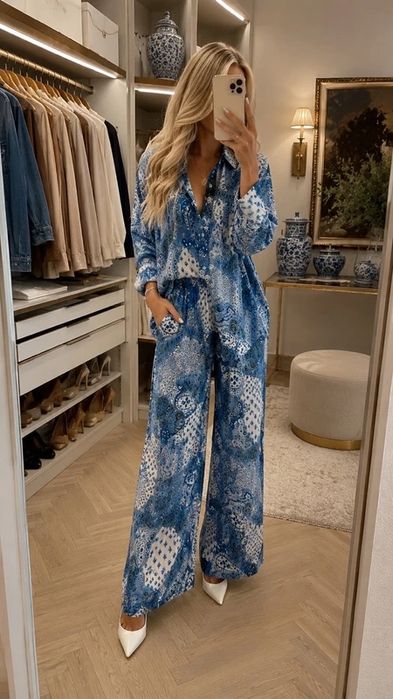 Zara Co ord Set camasa si pantaloni paisley