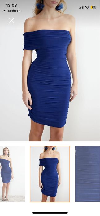 Синя къса рокля по тялото