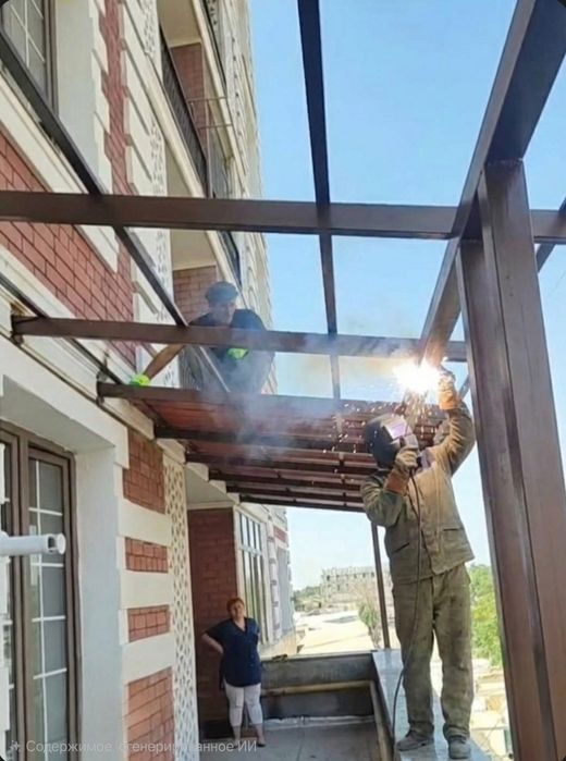 НАВЕС, Козырьки;СВАРКА,Крыша делаем