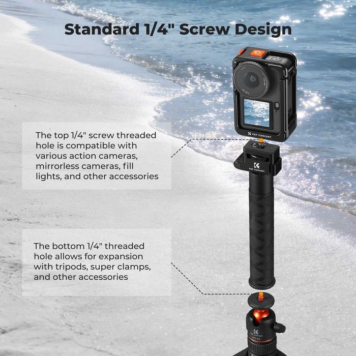 K&F CONCEPT 92,5 см екшън камера селфи стик с DJI Osmo Action 6 клетка